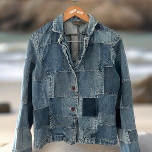 Caslon Blue Patchwork Jean Jacket